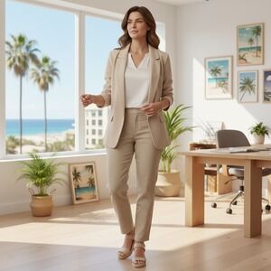 Allegra K Womens Beige Open Front Notched Lapel Blazer Jacket XXXL NWT 5621